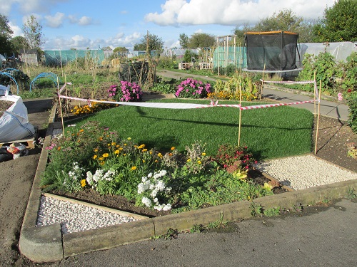 Finished plot with white stones laid