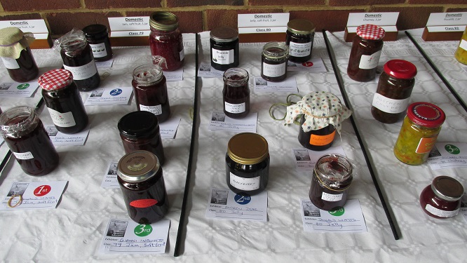 A display of jams and preserves