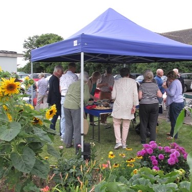 Trading Store Garden Party under blue gazebo