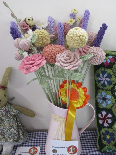 Knitted flowers etc at Weston Show